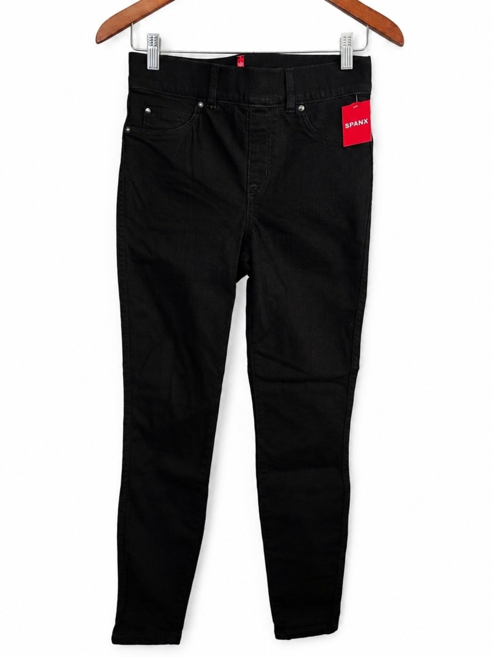 SPANX Black Skinny Jeans Women’s Size S Petite Pull-On Stretch Denim NWT